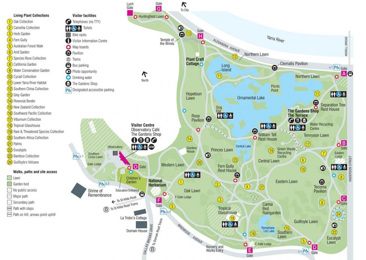 ботанические сады Мельбурна карте