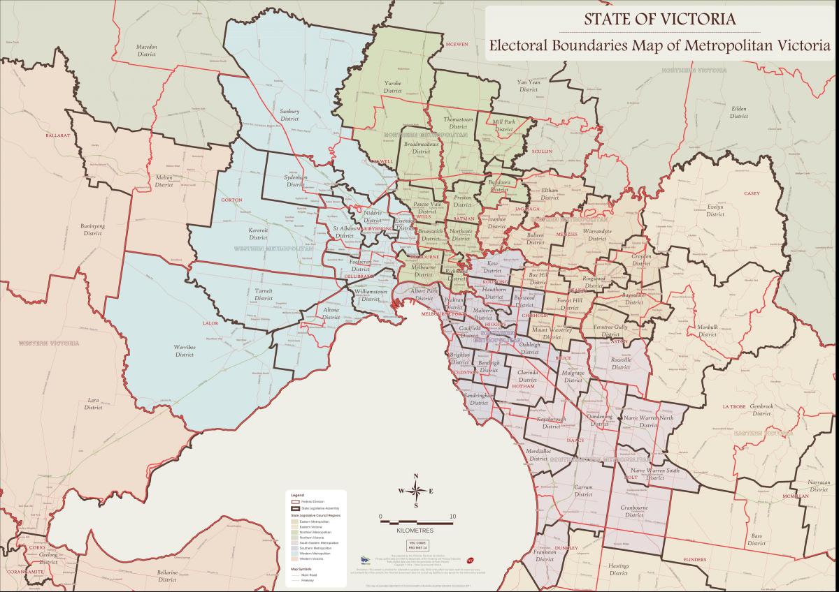 карта Мельбурн Восточный округ