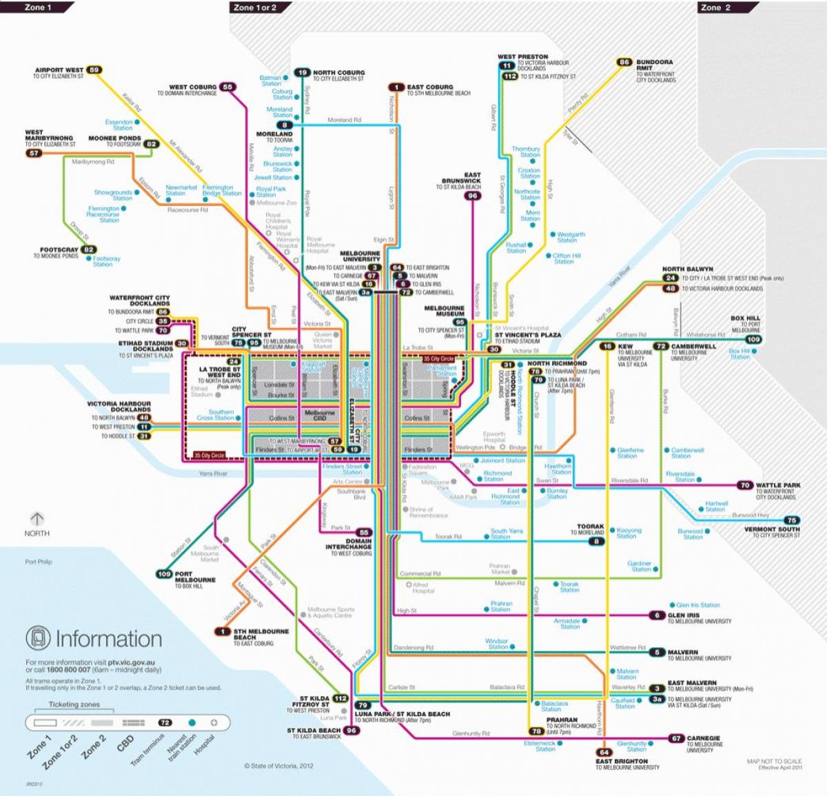 Мельбурн трамвай маршрут на карте