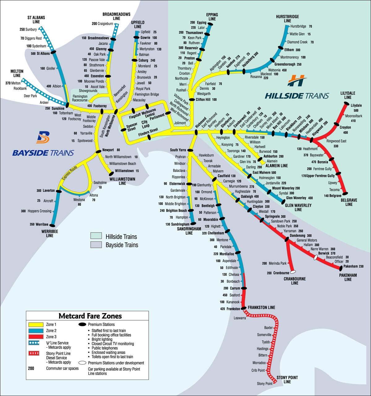 карта Мельбурн поезд