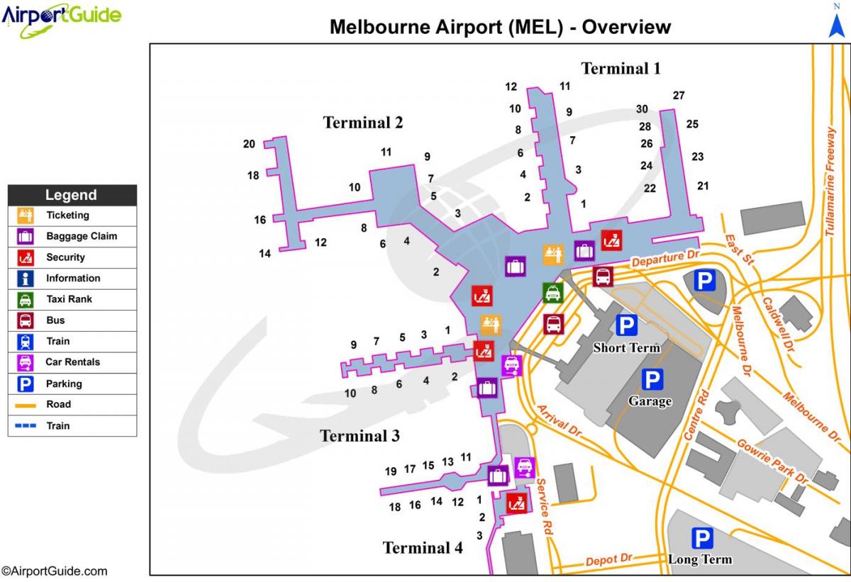 карта терминалов аэропорта Мельбурна