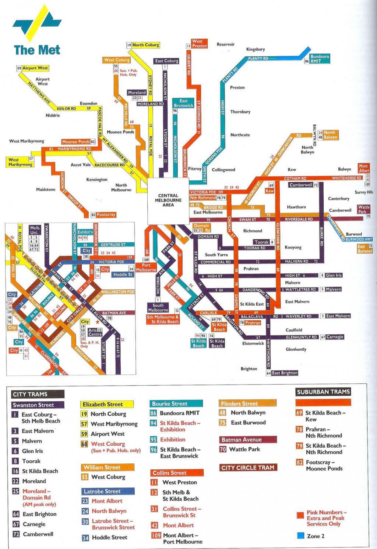 Мельбурн общественного транспорта карте