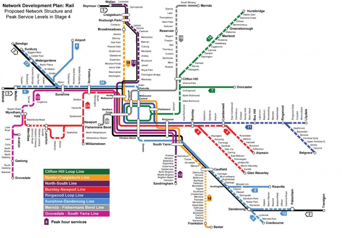 железнодорожный вокзал карте Мельбурна