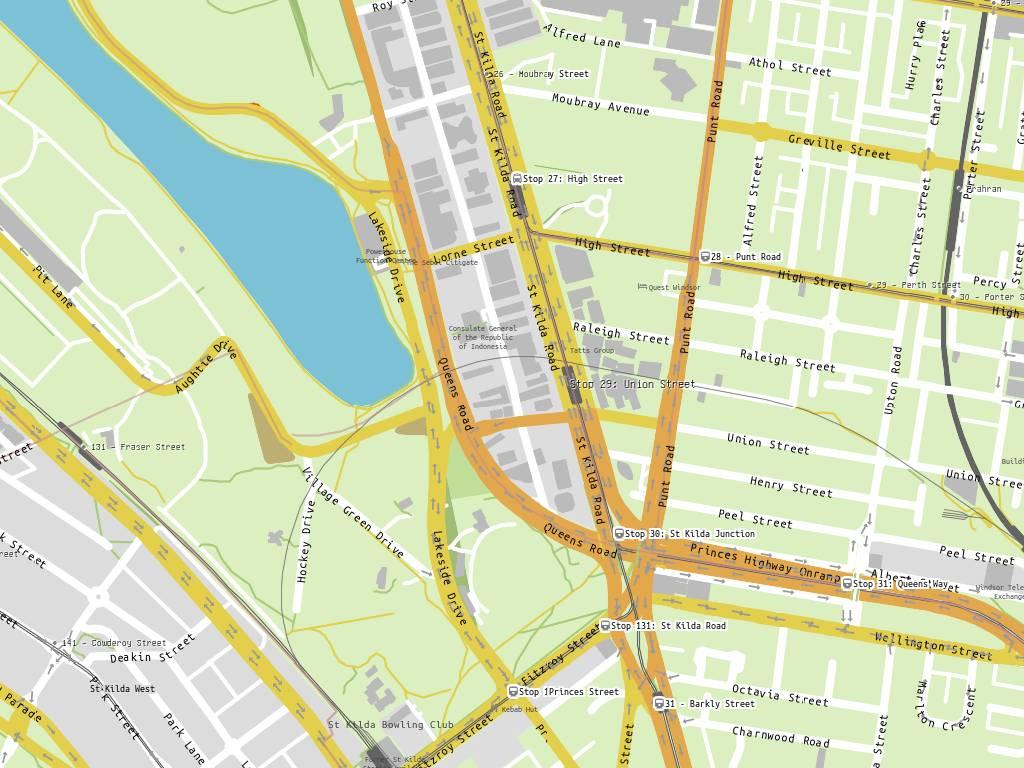 Ботанические сады Мельбурна на карте физической.