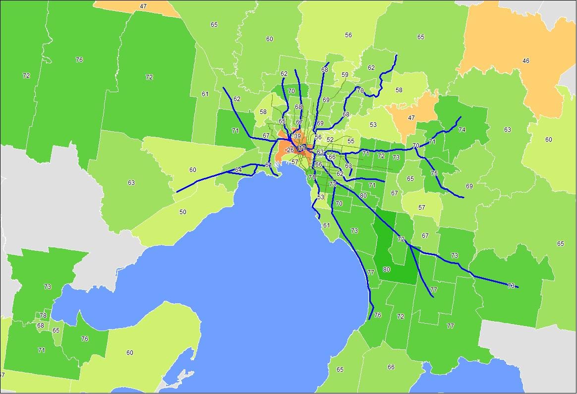 карте Мельбурна