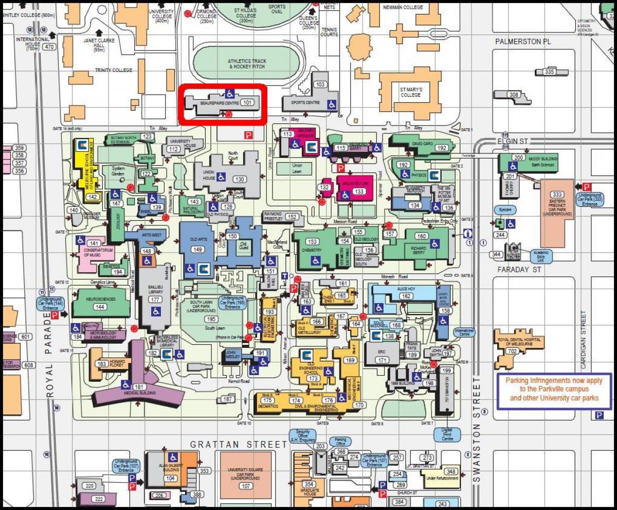 карта Мельбурнского университета