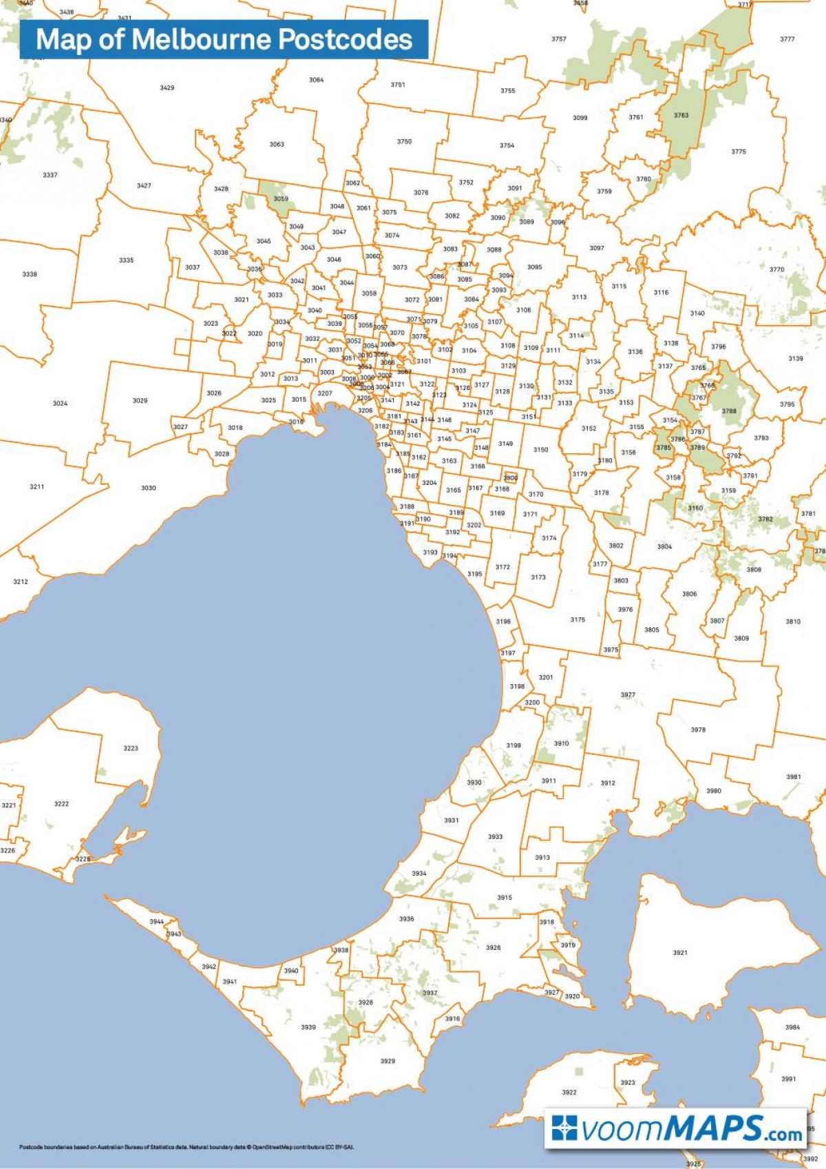 карта почтовых индексов Мельбурн