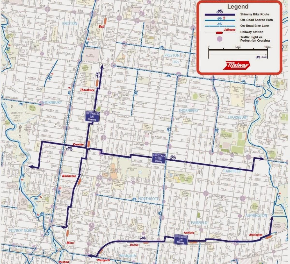 карта проката велосипедов Мельбурн