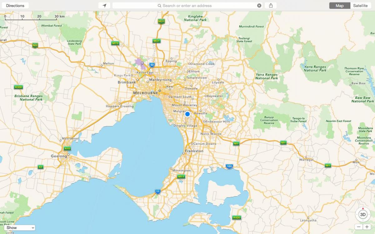 карта Мельбурн и окрестности