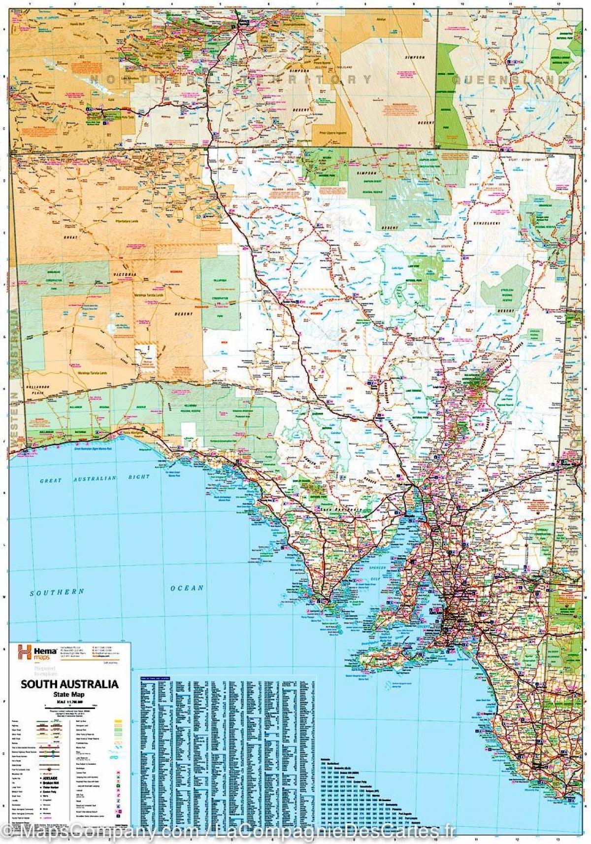 карта Южной Австралии